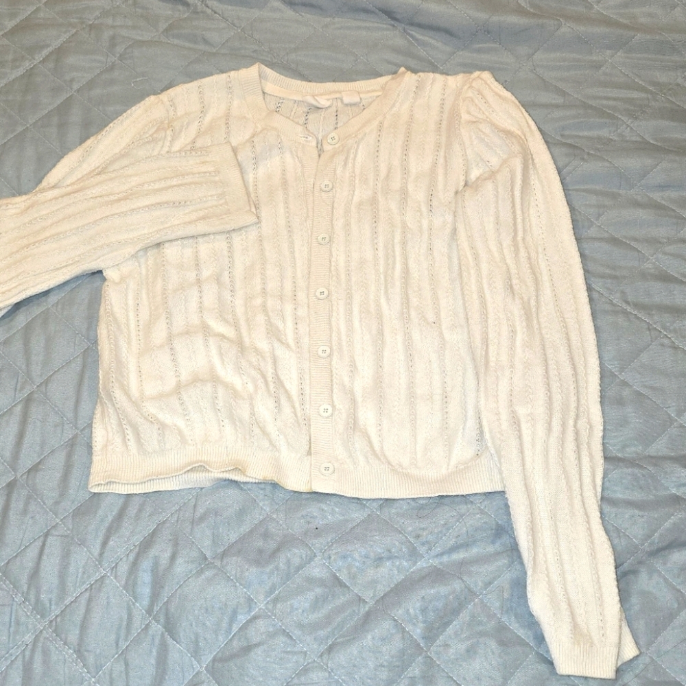 GAP Girl Cream Cable Knit Cardigan
